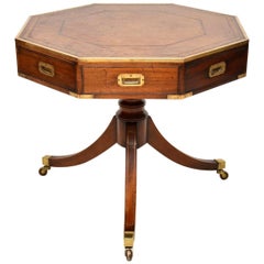 Antique Mahogany and Leather Campaign Drum Table