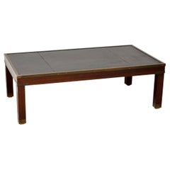 Antique Mahogany and Leather Campaign Style Coffee Table