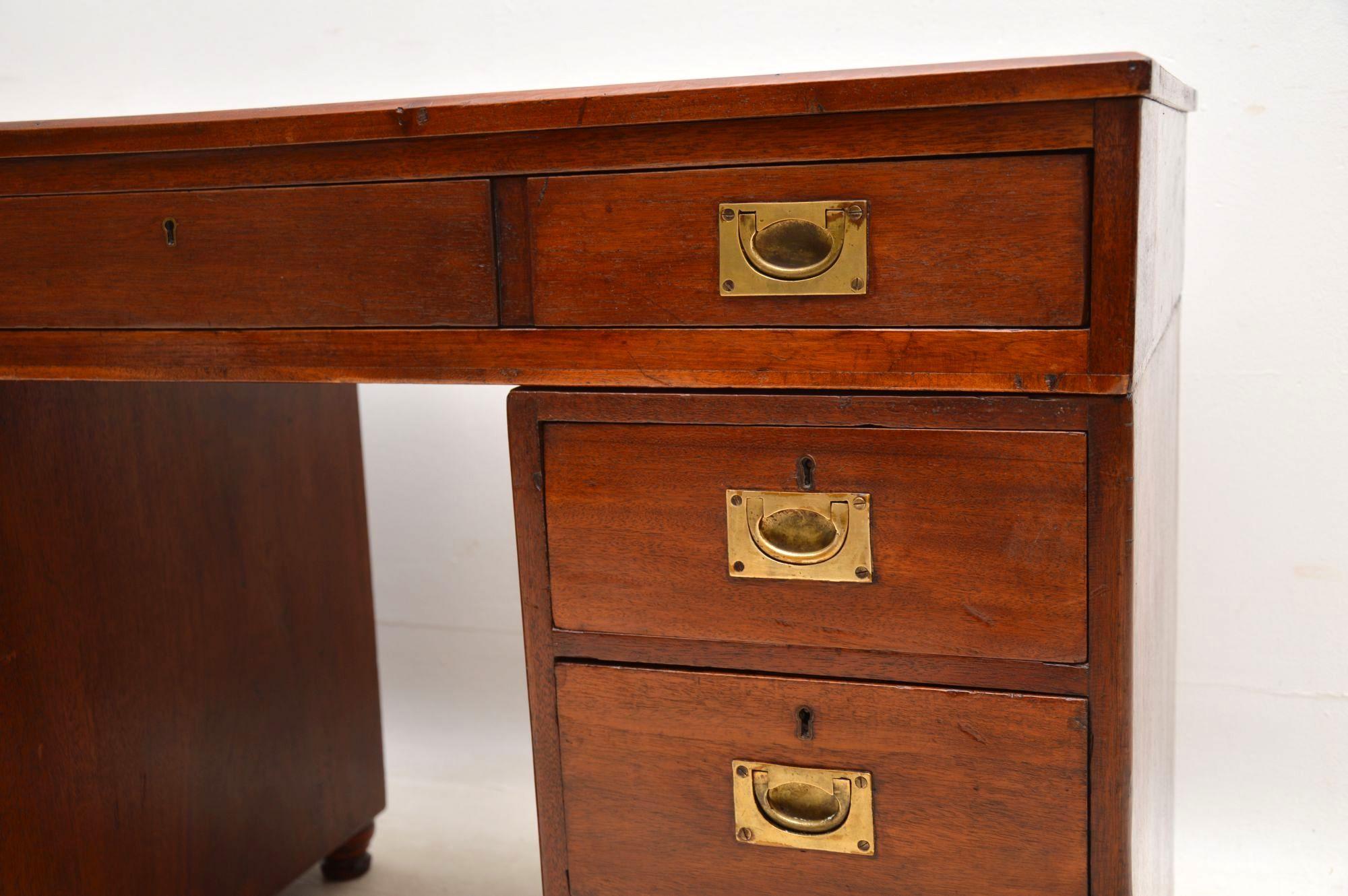 Antique Mahogany and Leather Military Campaign Desk 3