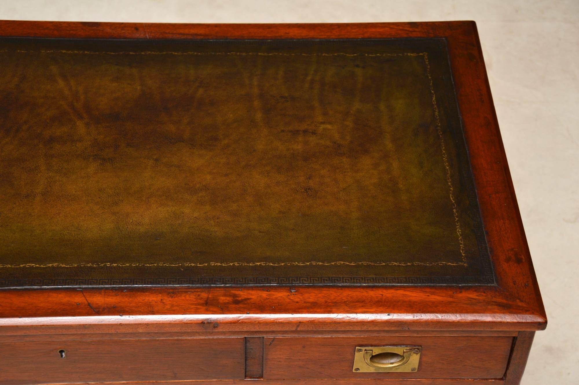 Antique Mahogany and Leather Military Campaign Desk 1