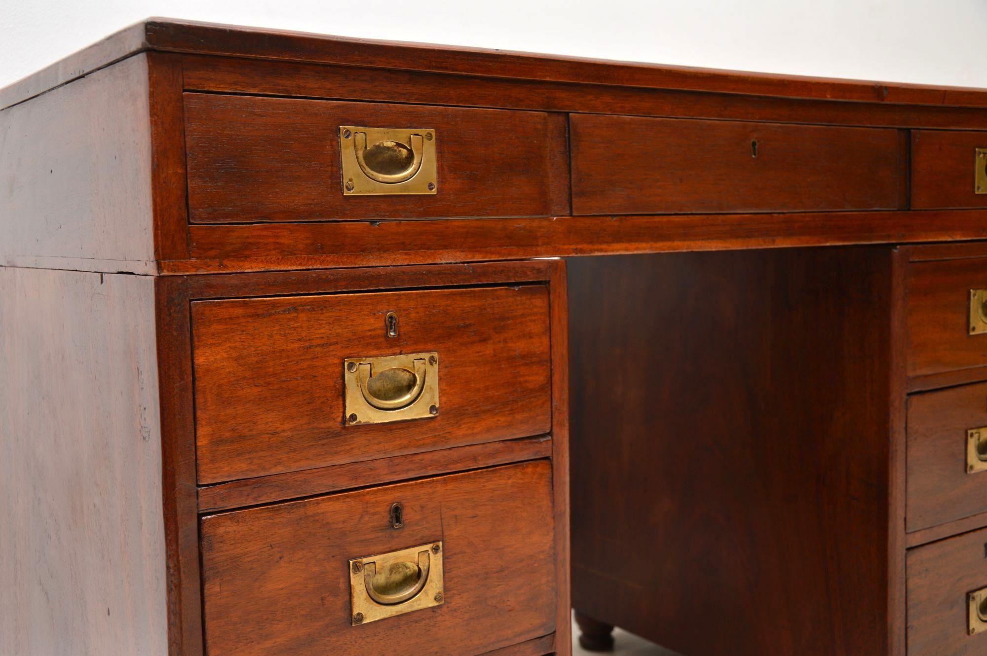 Antique Mahogany and Leather Military Campaign Desk 2