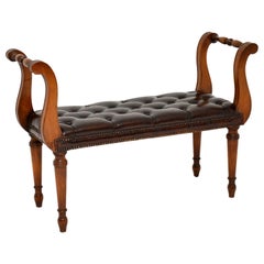 Antique Mahogany and Leather Stool / Bench