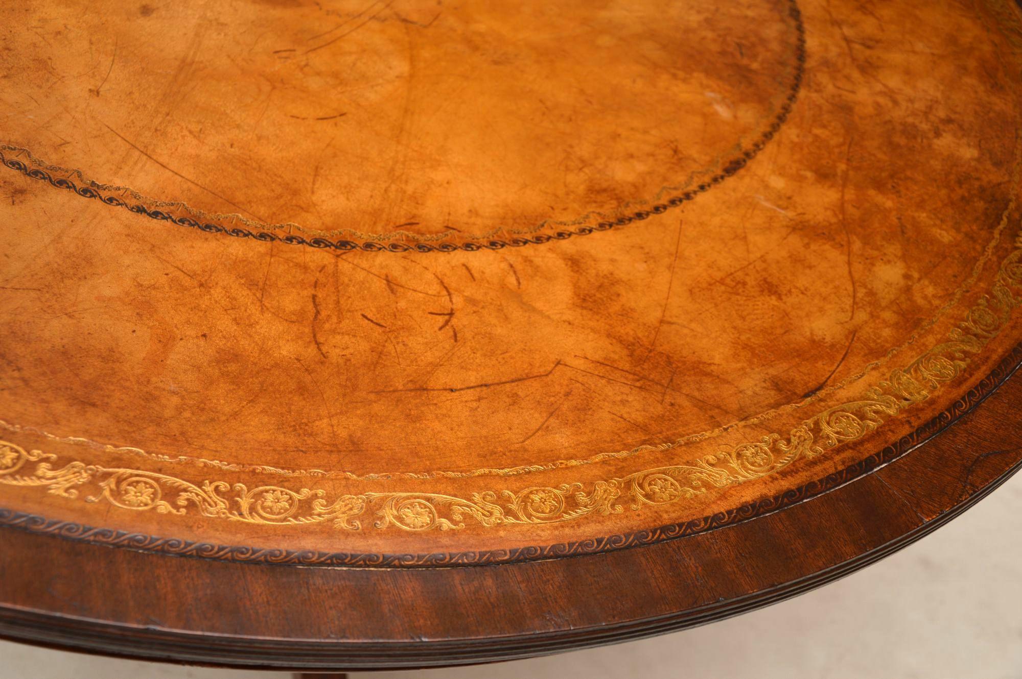 Antique Mahogany and Leather Tilt-Top Dining Table 2