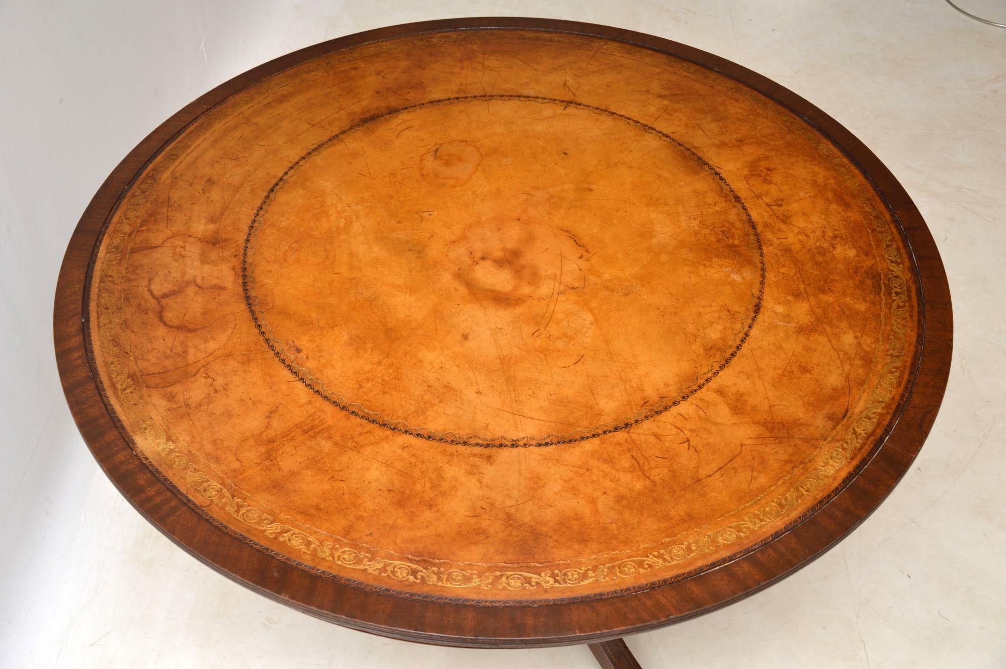 Regency Antique Mahogany and Leather Tilt-Top Dining Table