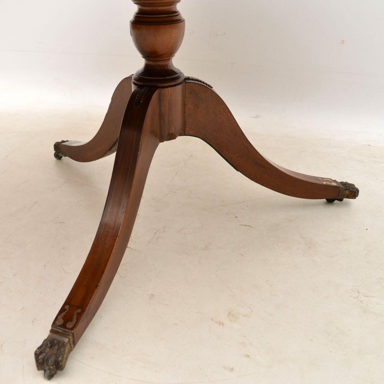 English Antique Mahogany and Leather Tilt-Top Dining Table