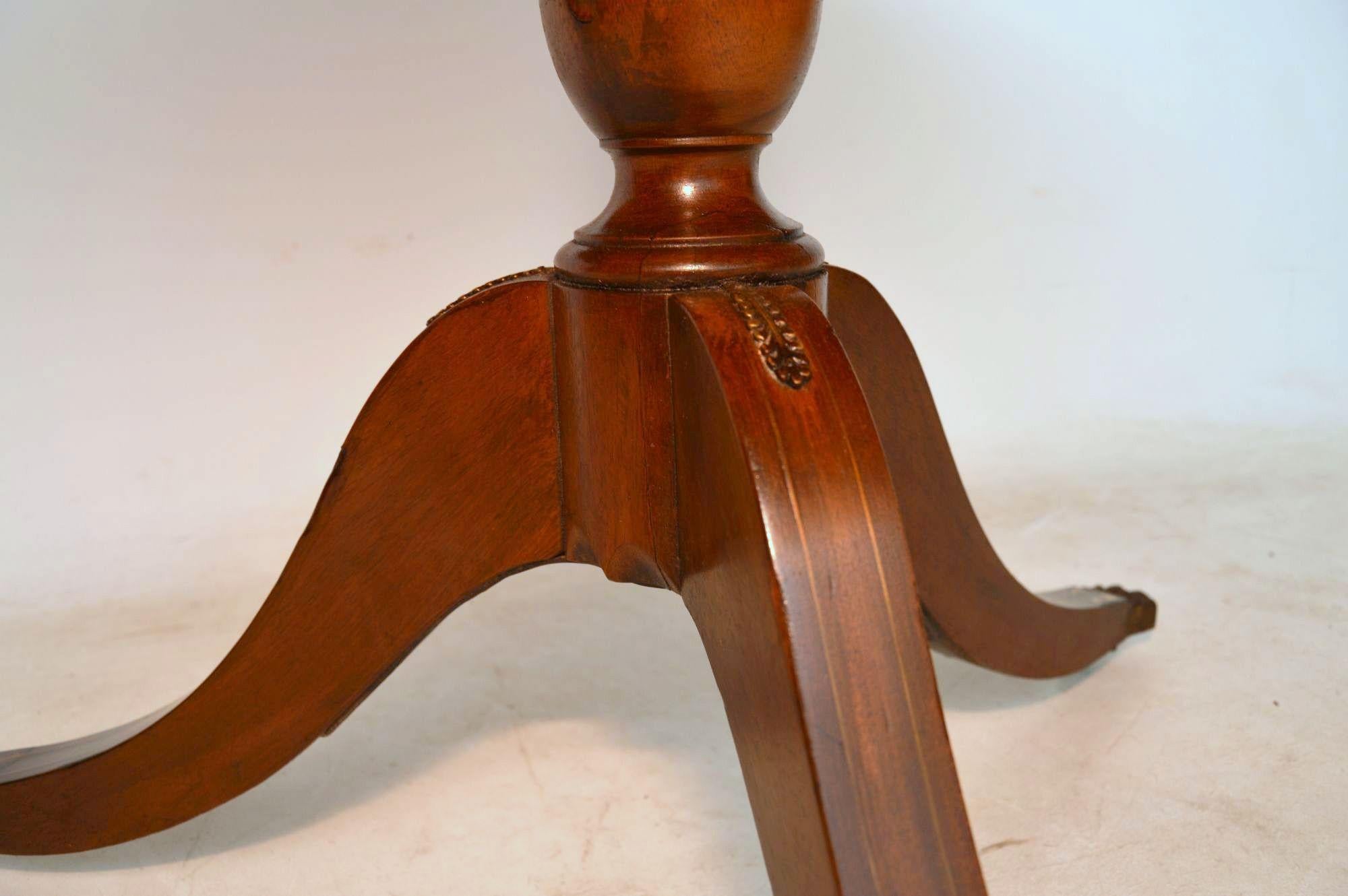 Mid-20th Century Antique Mahogany and Leather Tilt-Top Dining Table