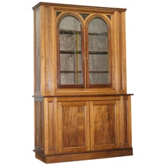 Antique Mahogany and Oak Dresser Bookcase Cabinet Cupboard Built in Light Base