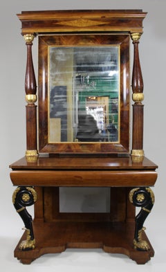 Antique Mahogany and Parcel Gilt Console Table & Pier Mirror