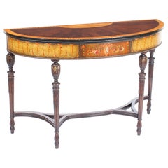 Antique Mahogany and Satinwood Hand-Painted Adam Revival Console Table 19th C