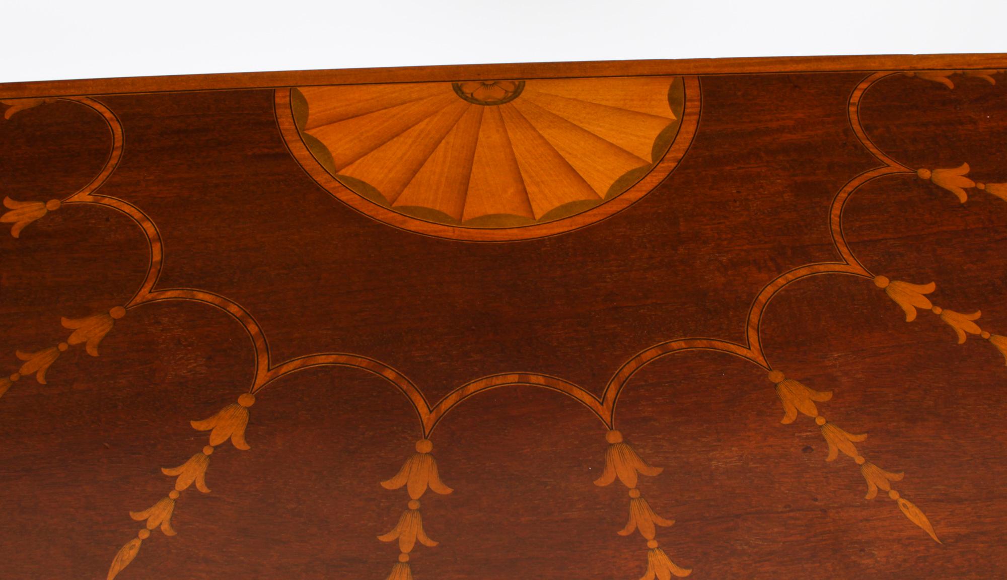 Antique Mahogany and Satinwood Inlaid Serpentine Card Console Table 19th Century For Sale 8