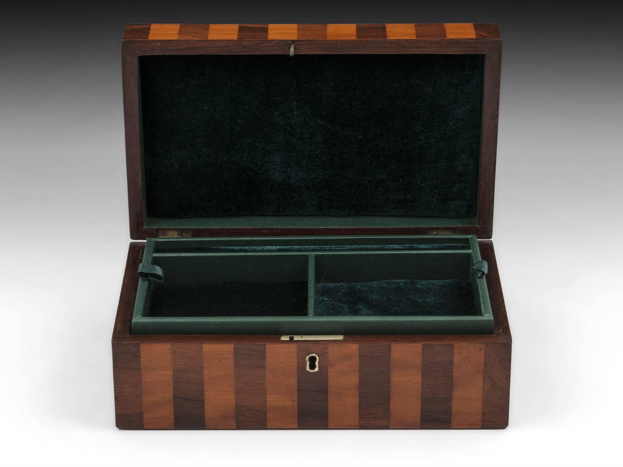 Antique Mahogany and Satinwood Striped Jewelry Box, 19th Century 1