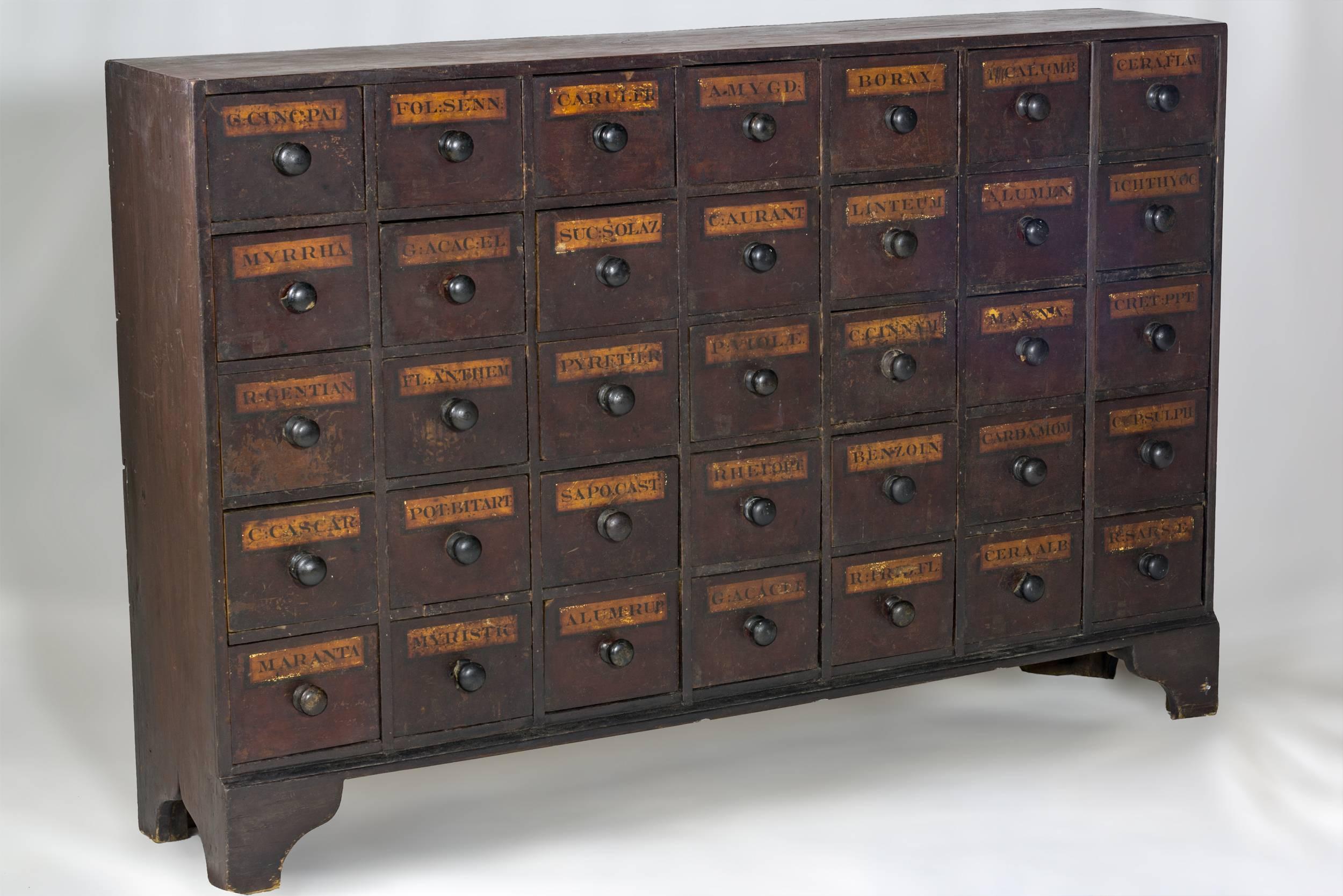 Victorian Antique Mahogany Apothecary Cabinet / Bank of Drawers, circa 1875