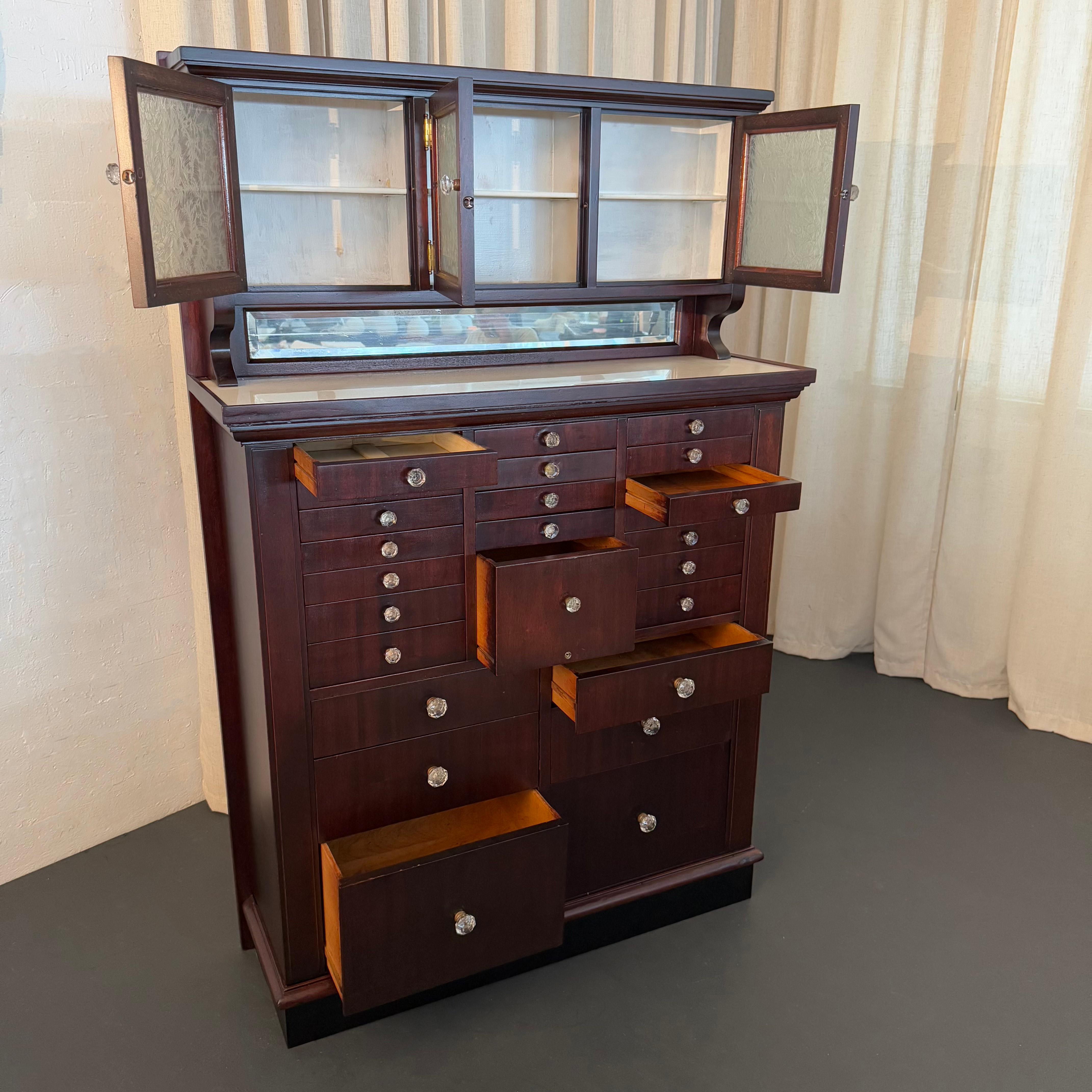 Antique Mahogany Apothecary Dentist Cabinet By The American Cabinet Company For Sale 3