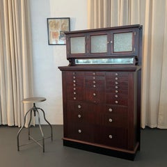 Antique Mahogany Apothecary Dentist Cabinet By The American Cabinet Company