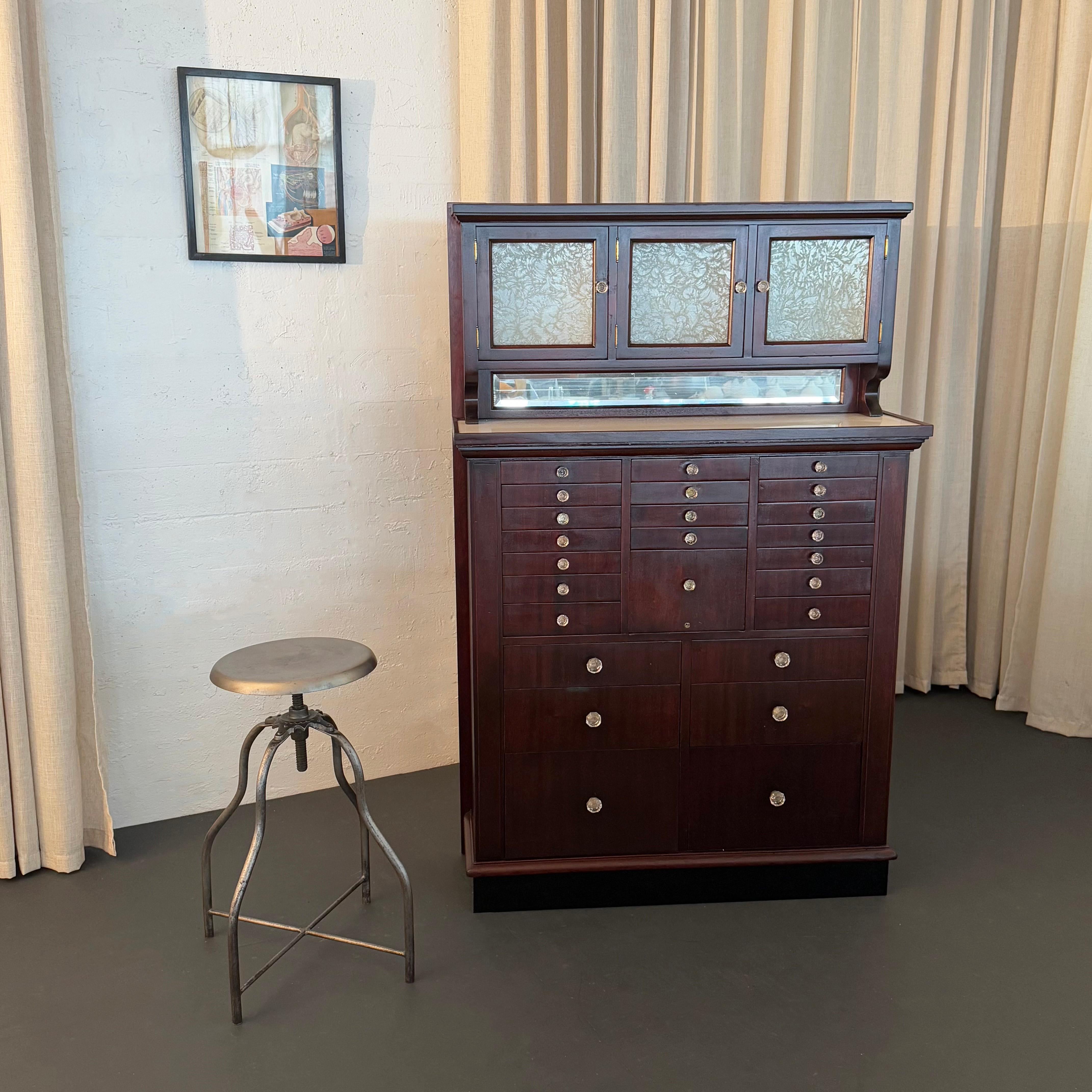 Antique Mahogany Apothecary Dentist Cabinet By The American Cabinet Company In Good Condition For Sale In Brooklyn, NY