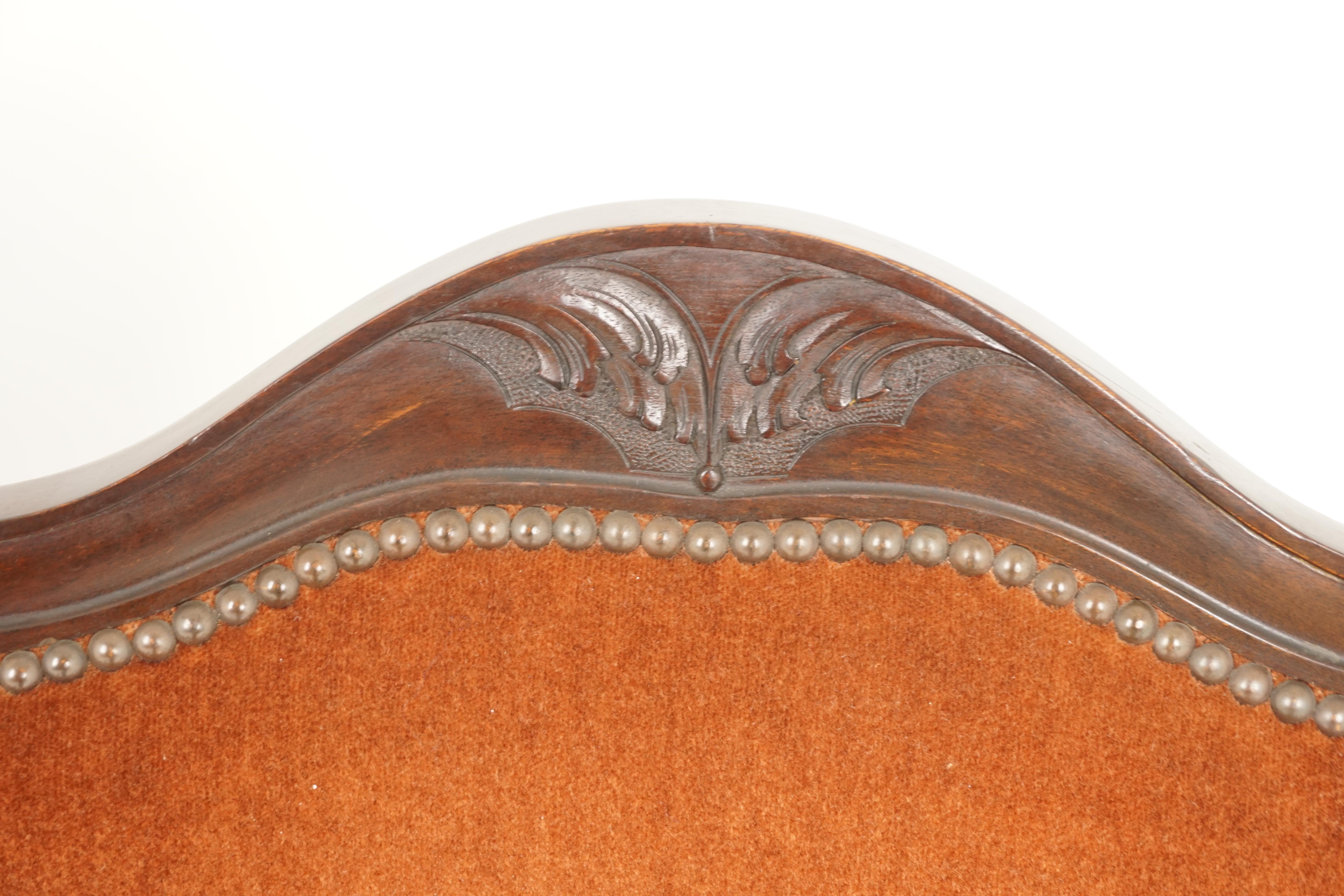 Antique Walnut Arm Chairs, Edwardian, Art Nouveau, Upholstered Seat, B2344 3