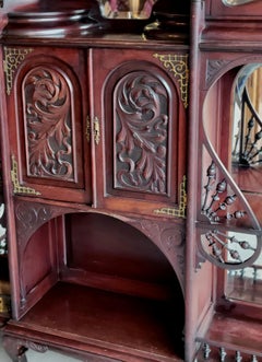 Victorian Rosewood Etagere with Beveled Mirrors, Art Nouveau, 1890
