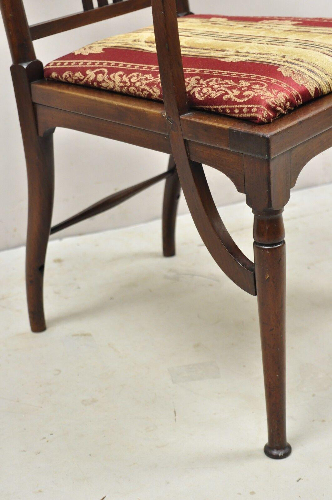20th Century Antique Mahogany Art Nouveau Tall Finial Parlor Chair After J.S. Henry For Sale