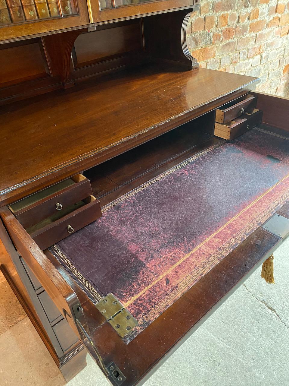 Antique Mahogany Astragal Glazed Bookcase Secretaire Victorian, circa 1875 For Sale 1