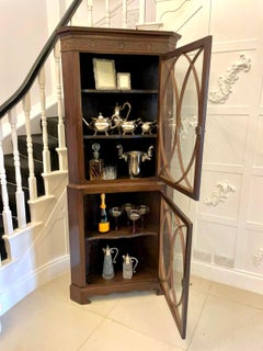 Antique Mahogany Astragal Glazed Carved Corner Cabinet