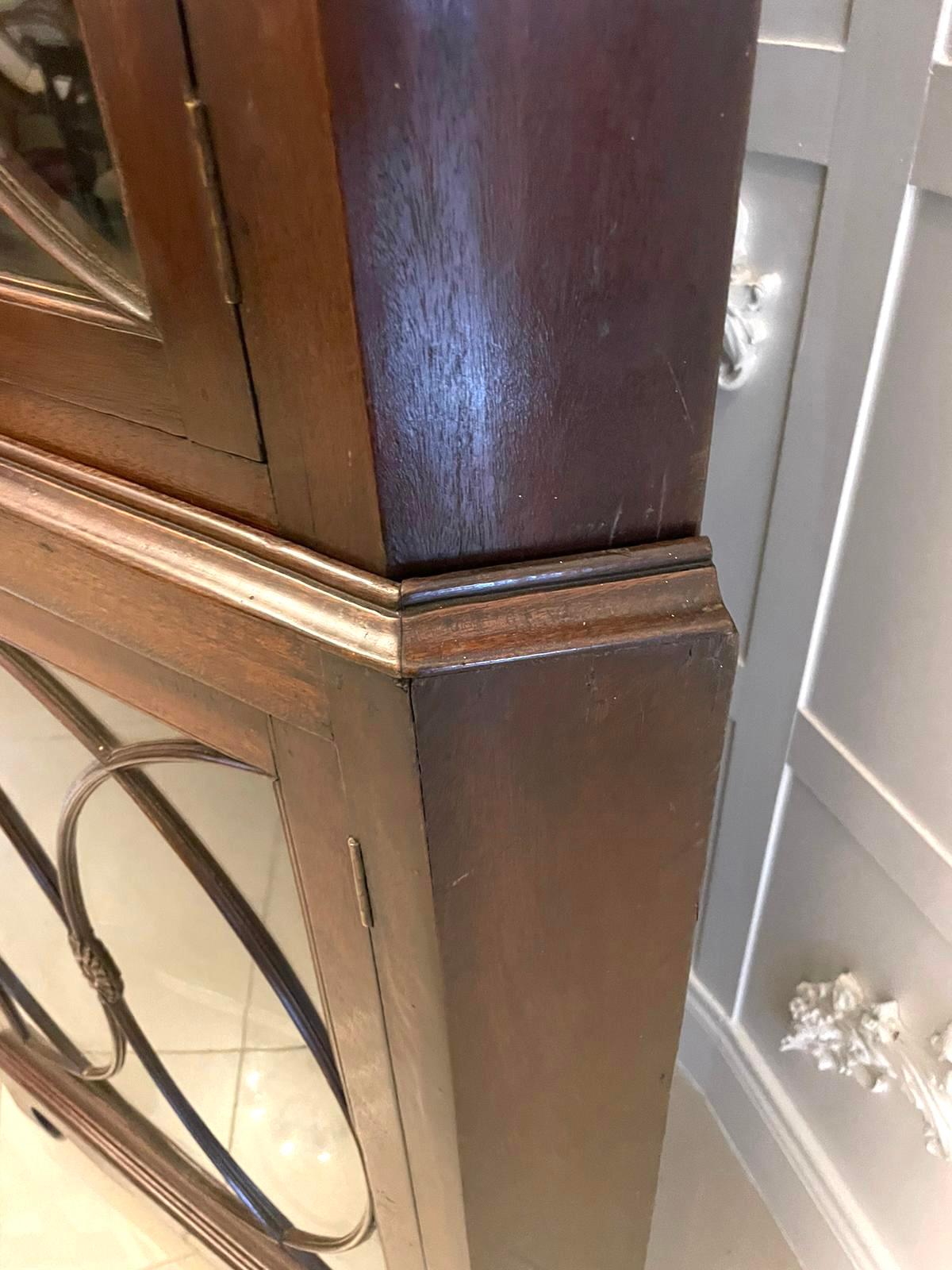 Antique Mahogany Astragal Glazed Carved Corner Cabinet For Sale 1