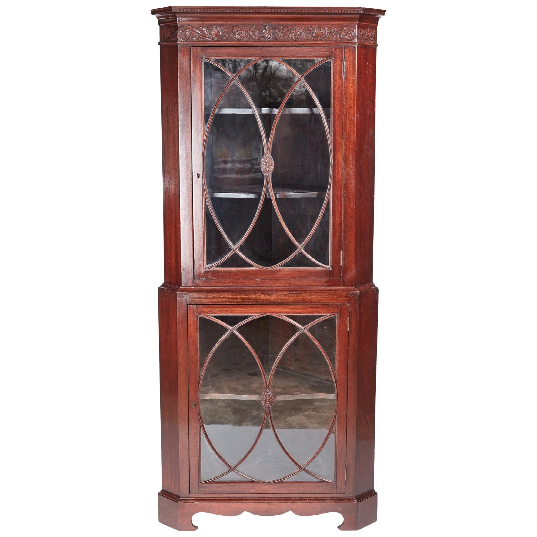 Antique Mahogany Astragal Glazed Corner Cabinet