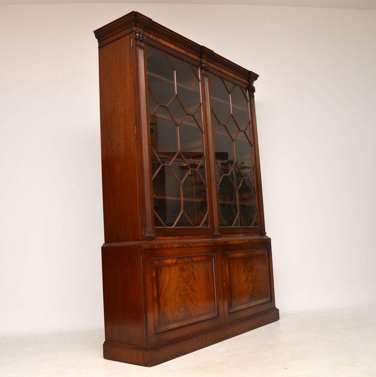 English Antique Mahogany Astral Glazed Bookcase 