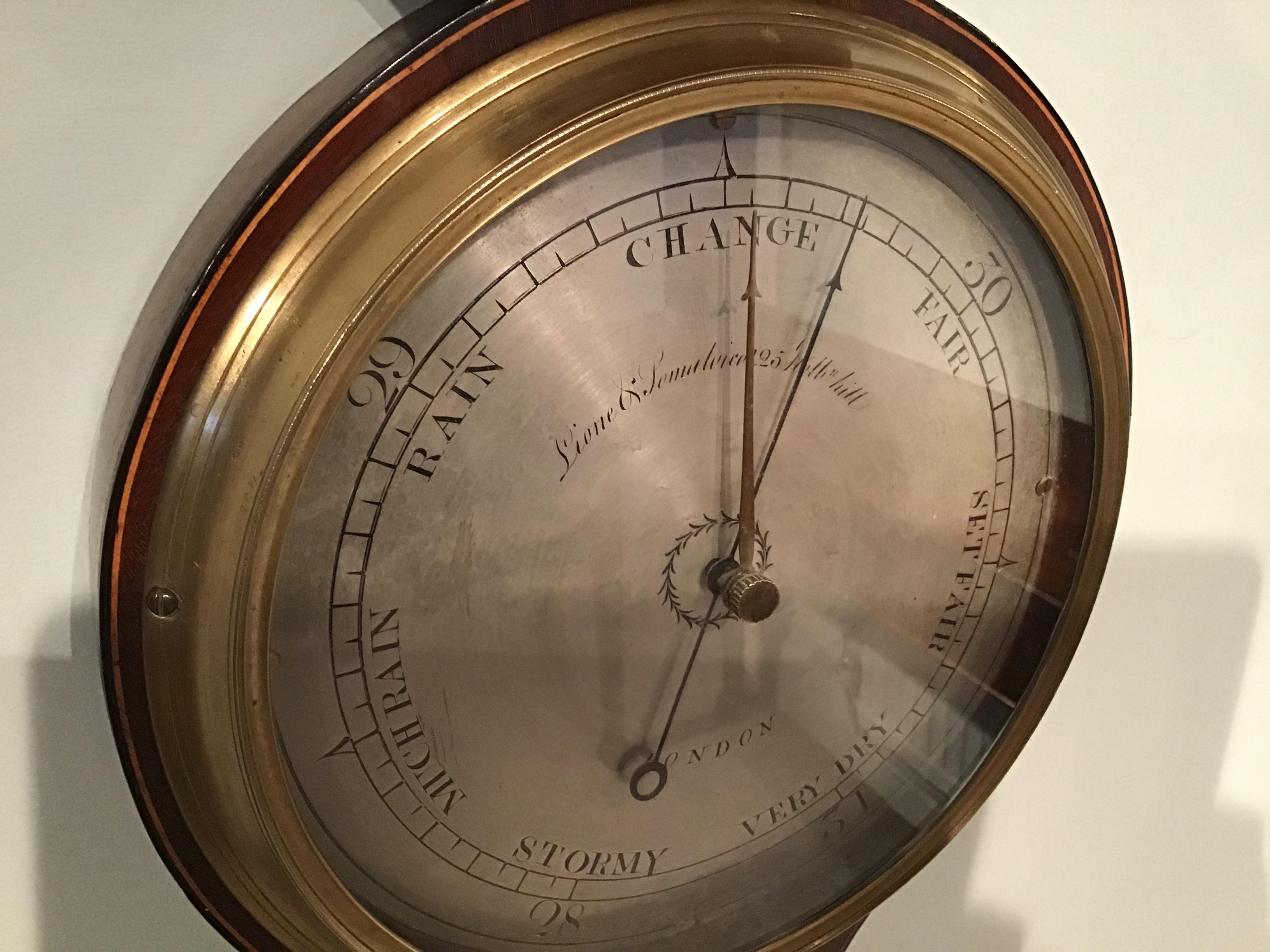 English Antique Mahogany Barometer For Sale