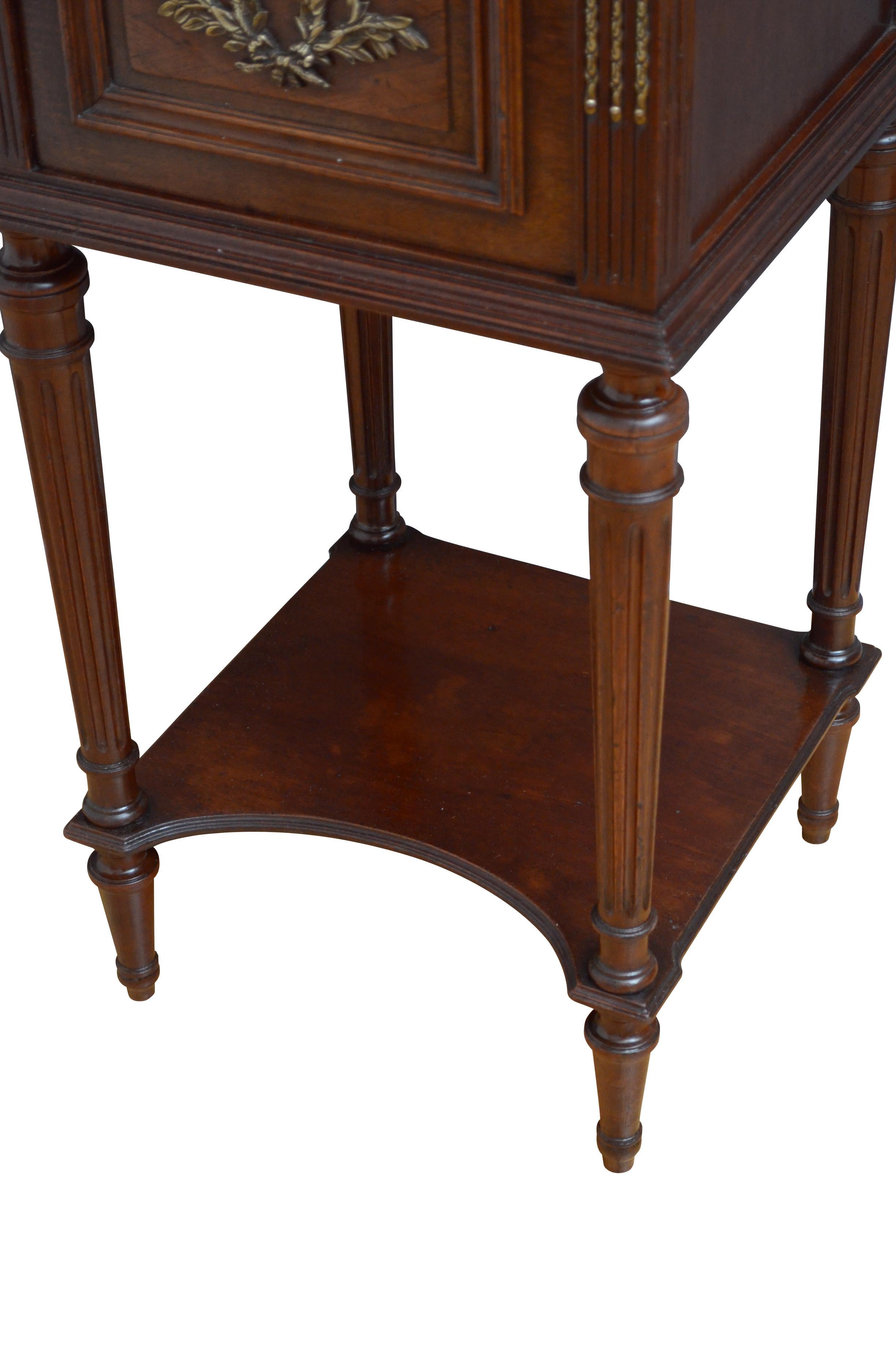 French Antique Mahogany Bedside Cabinet
