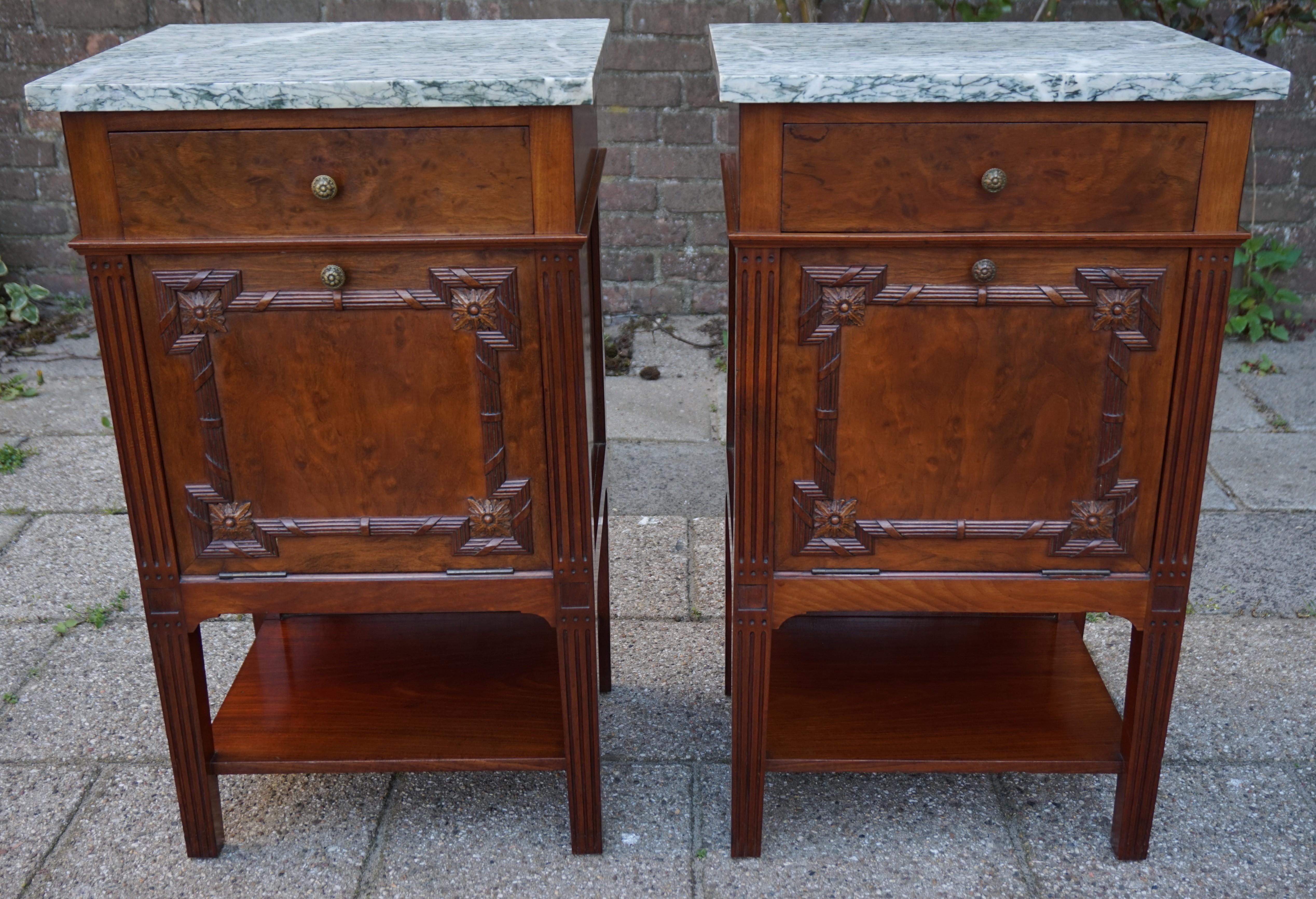 Stunning pair of early 20th century, handcrafted, solid mahogany bedside cabinets.

If you have an eye for detail, good shapes and top of the line furniture than you know how hard it is to find anything half decent in furniture stores of today.