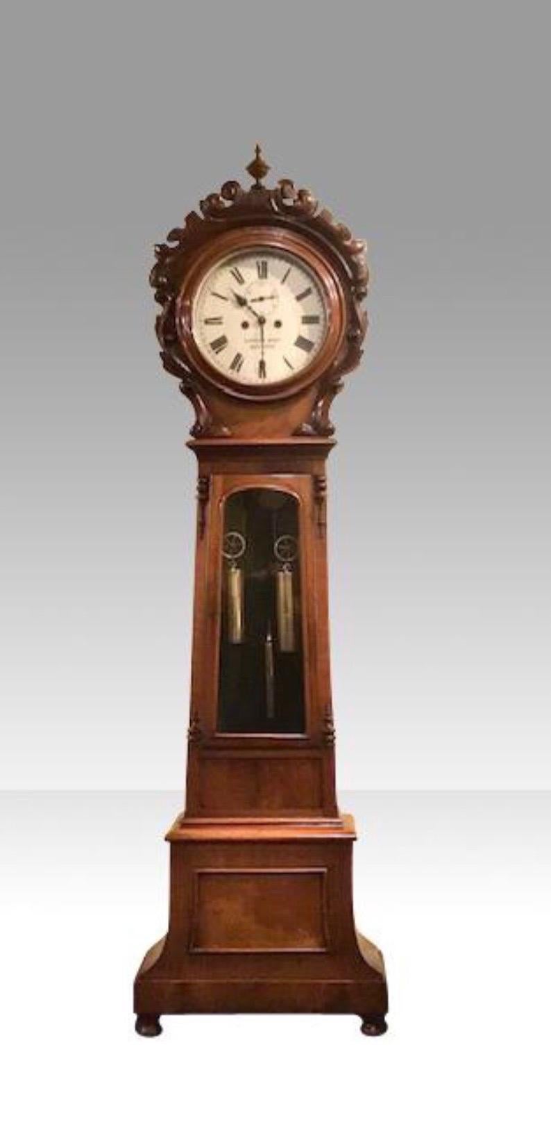 Victorian Antique Mahogany Belfast Grandfather Clock by Cahoon Bros