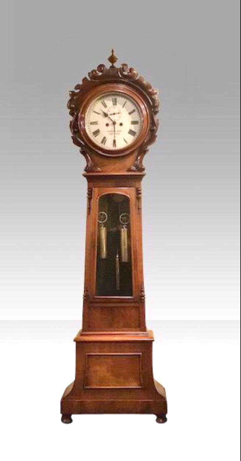 Northern Irish Antique Mahogany Belfast Grandfather Clock by Cahoon Bros