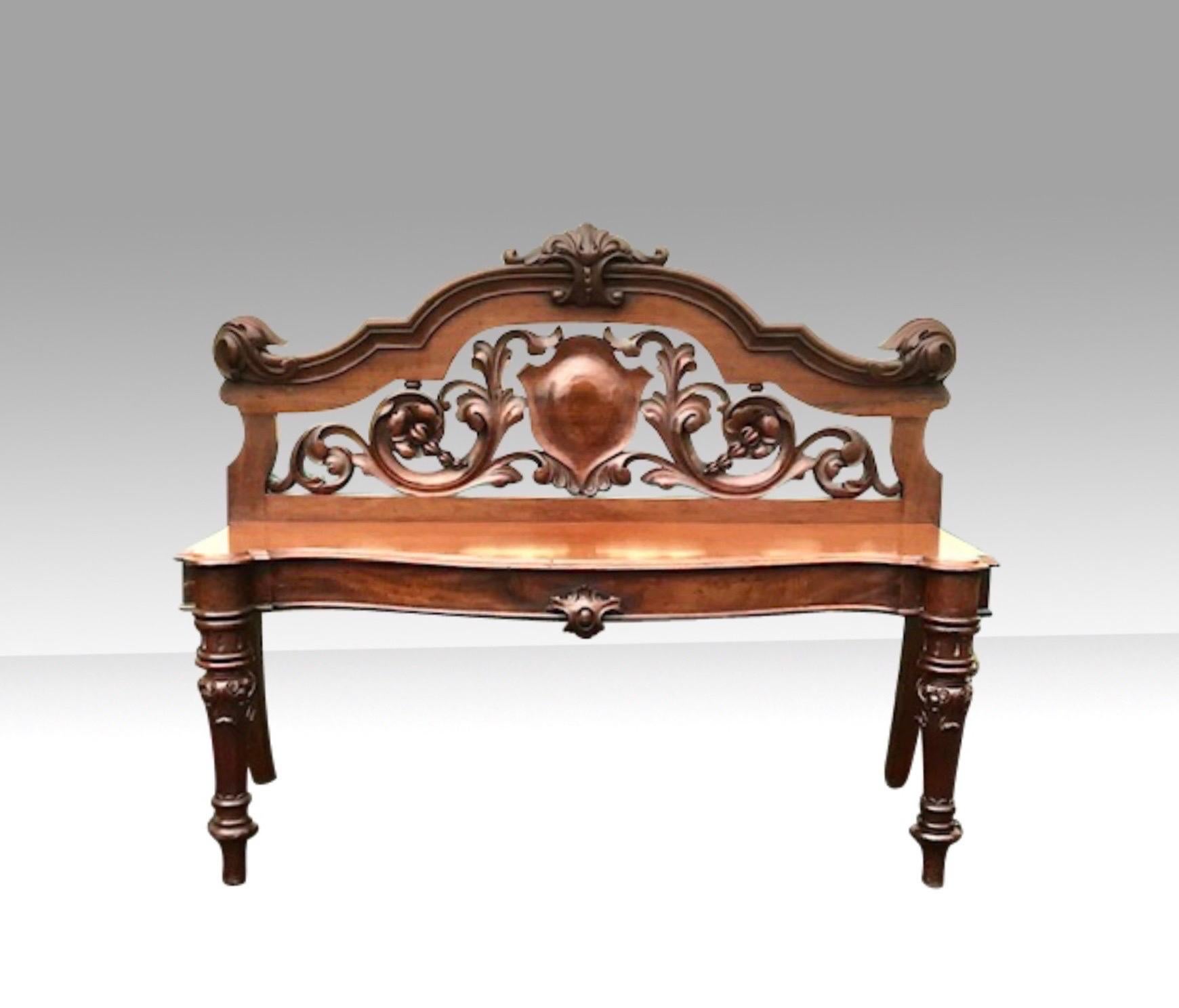Fabulous William IV Antique mahogany bench/ window seat.
Measures: 43 ins wide x 34 ins high x 15.5 ins deep.
c1835.
 