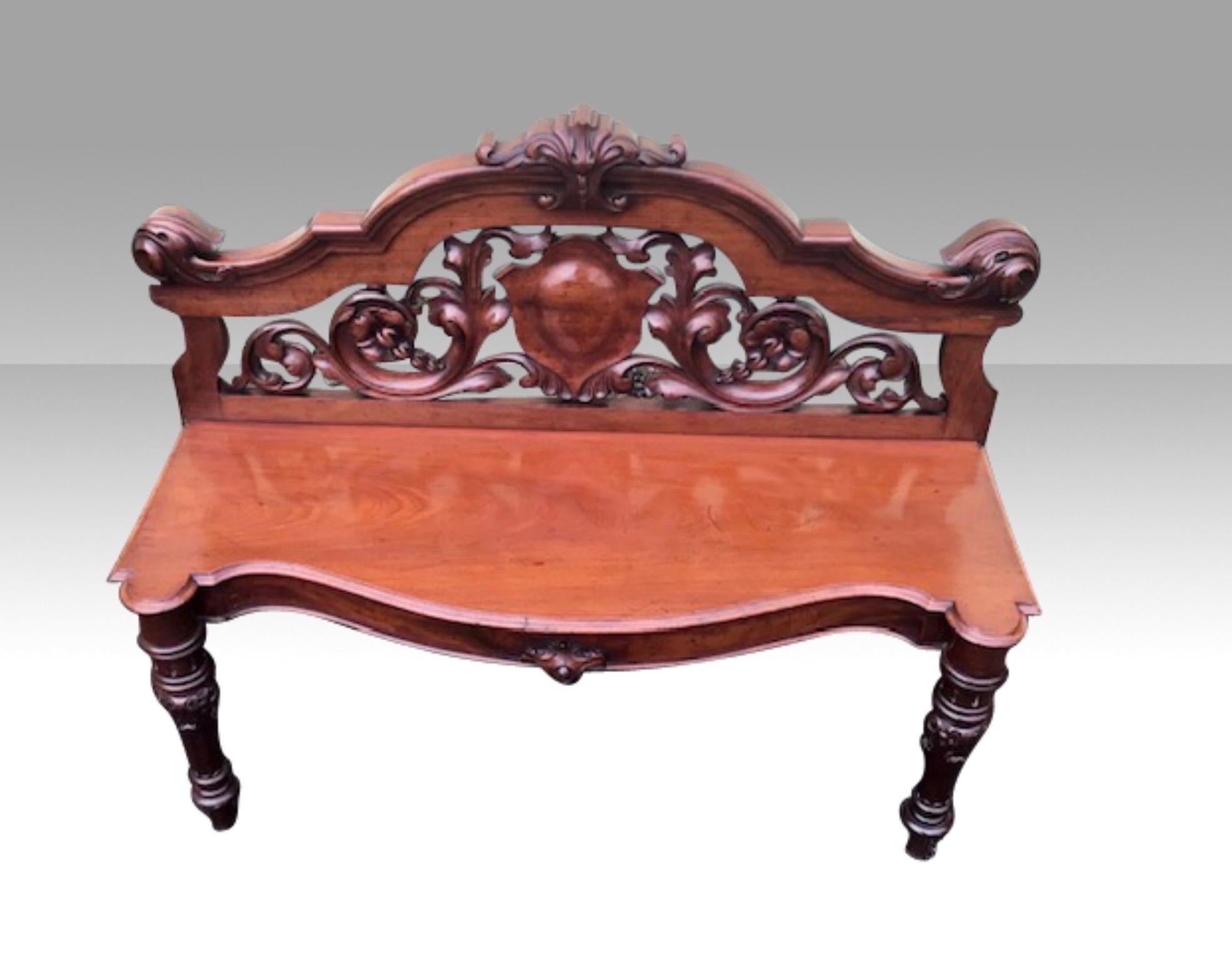 British Antique Mahogany Bench / Window Seat For Sale