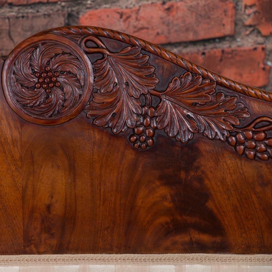 Swedish Antique Mahogany Biedermeier Sofa with Dramatic Carved Cornucopia Arms
