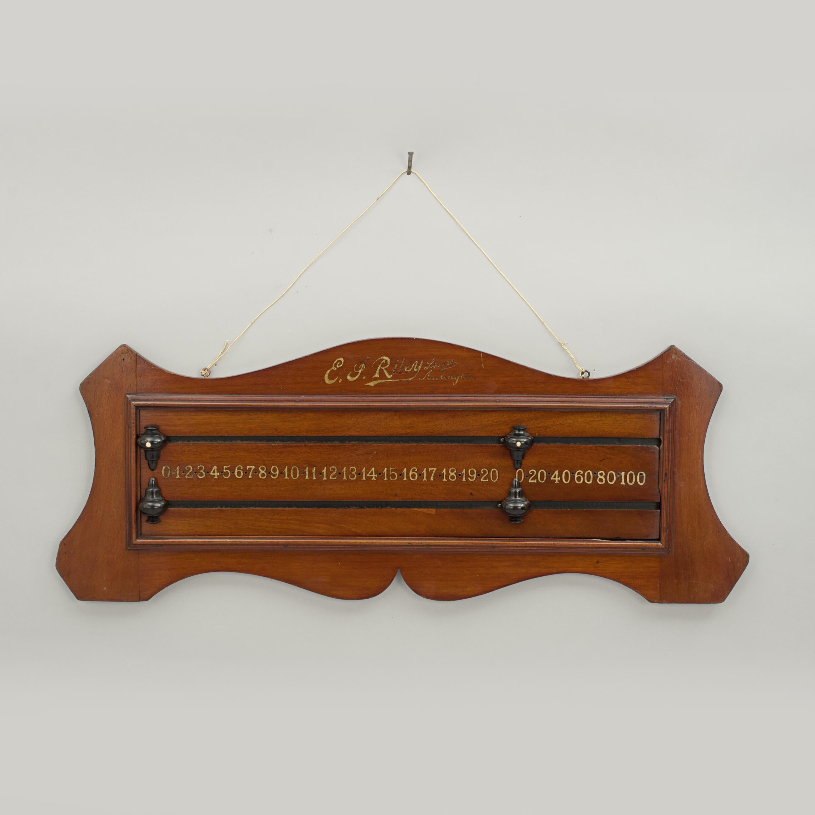 Sporting Art Antique Mahogany Billiard, Snooker Scoreboard by Riley of Accrington