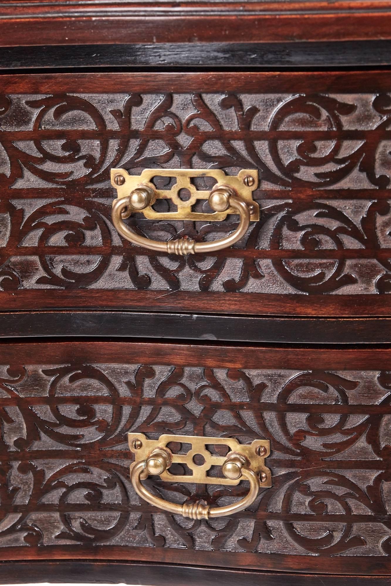 European Antique Mahogany Blind Fret Display Cabinet