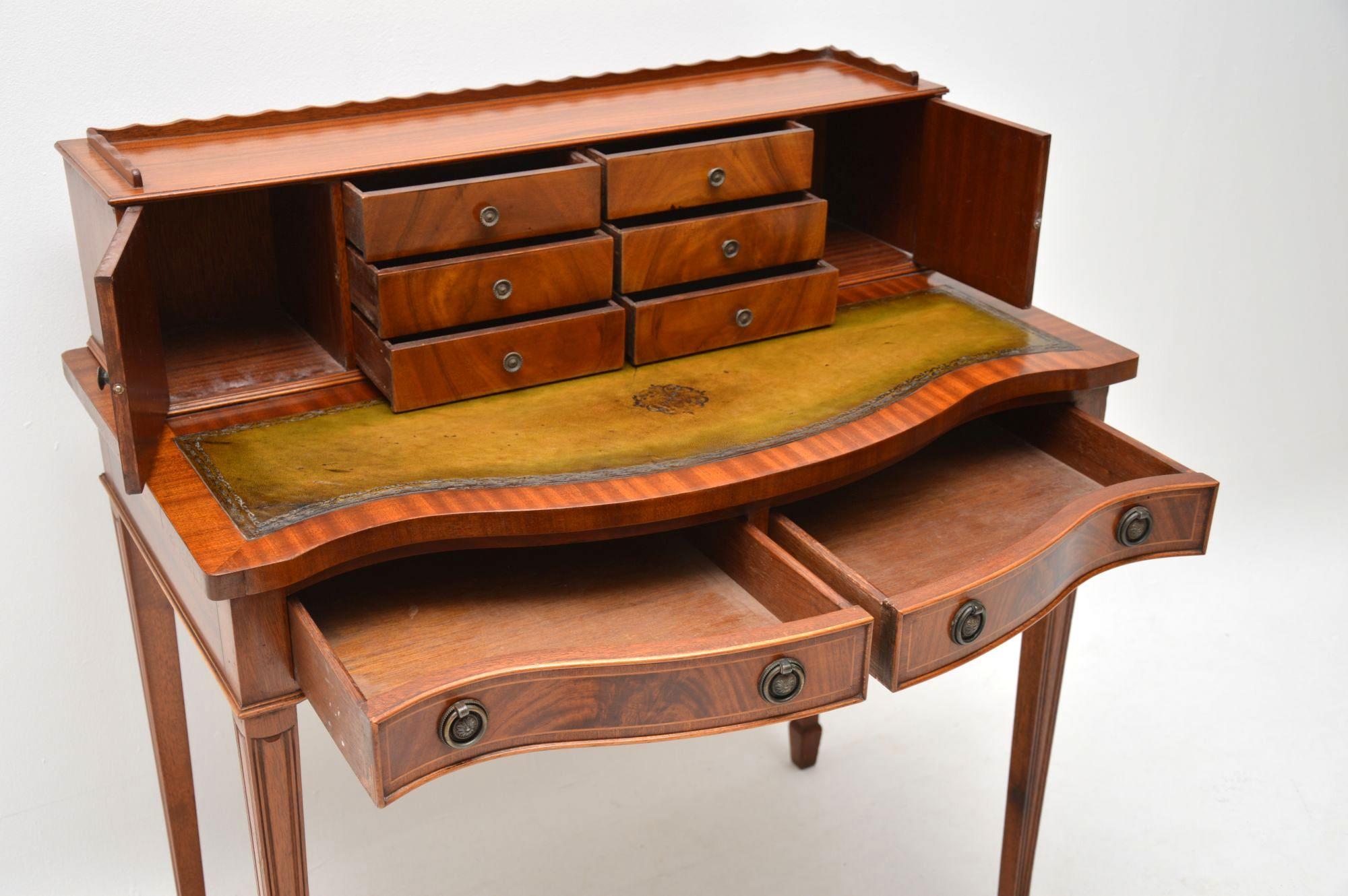 English Antique Mahogany Bonheur Du Jour Writing Desk