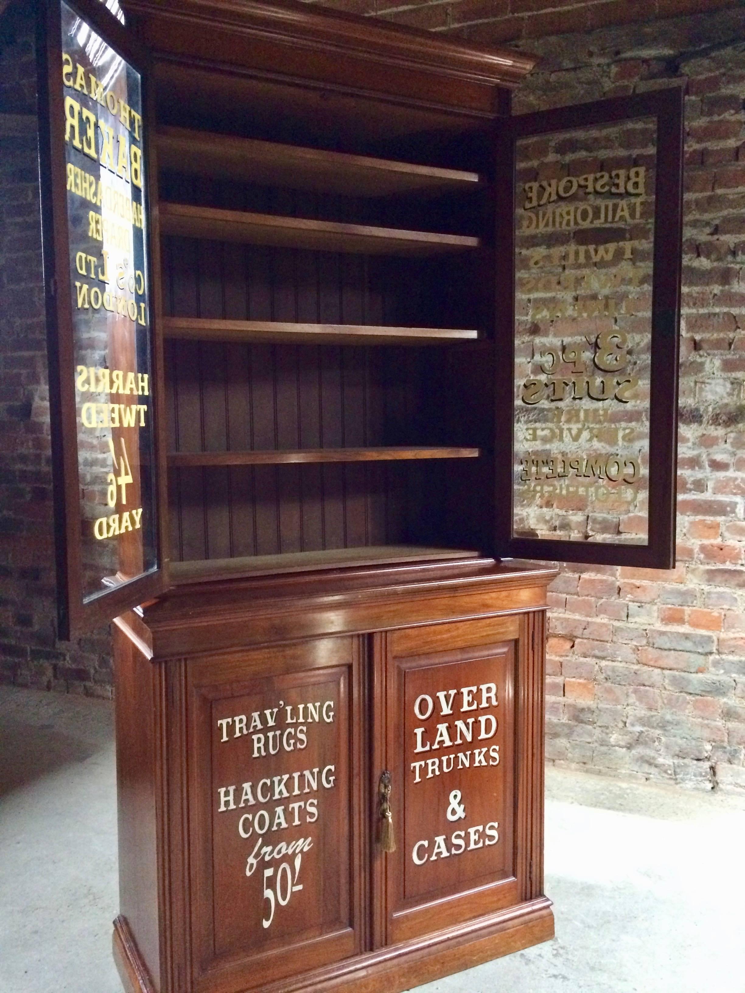 Early 20th Century Antique Mahogany Bookcase Display Cabinet Edwardian Haberdashery