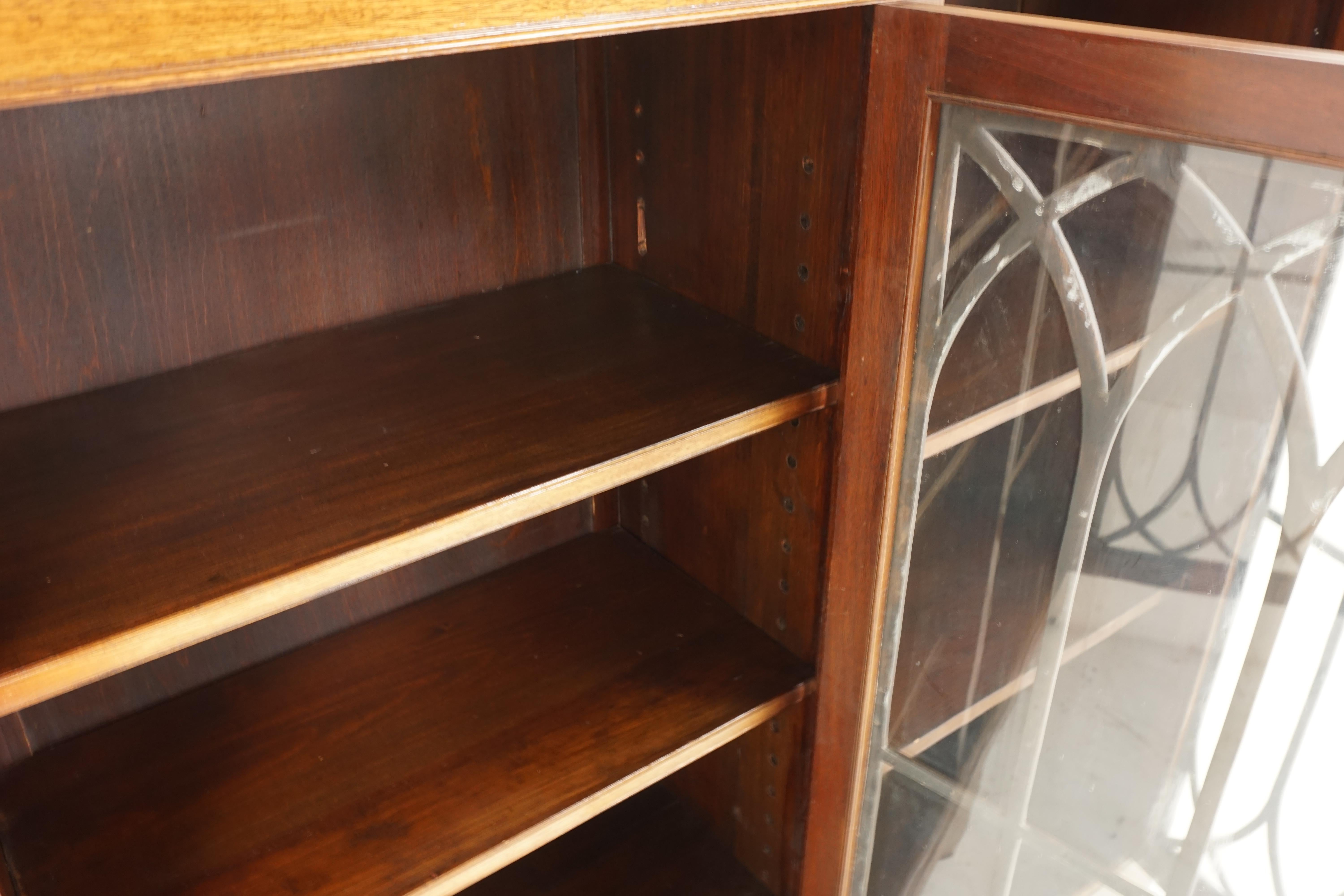 Scottish Antique Mahogany Bookcase, Three Door Display Cabinet, Scotland 1920, B2207