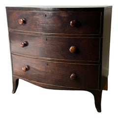 Antique Mahogany Bow Front Chest of 3 Drawers Georgian c1800-1830