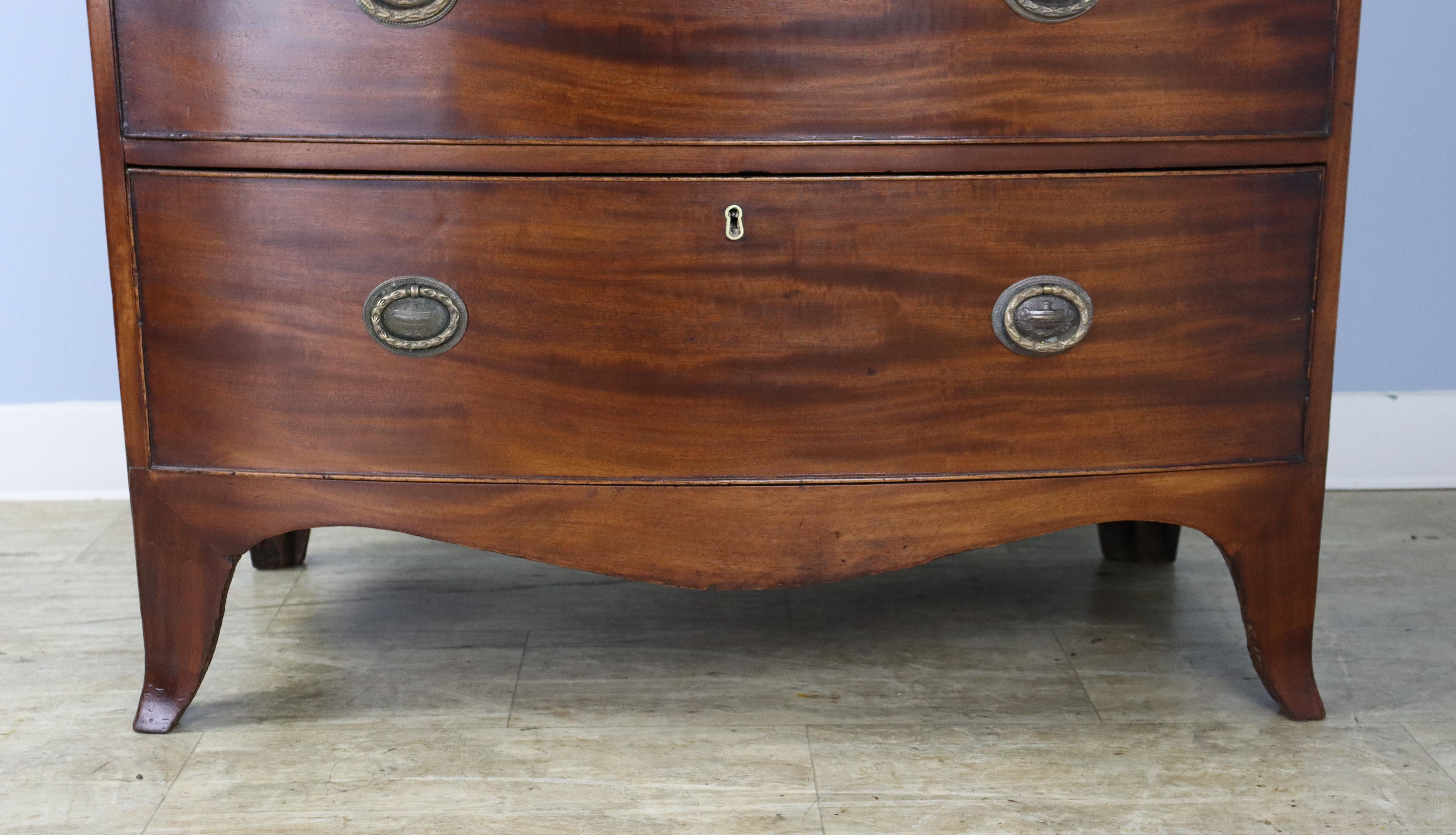 Antique Mahogany Bowfront Chest of Drawers For Sale 1
