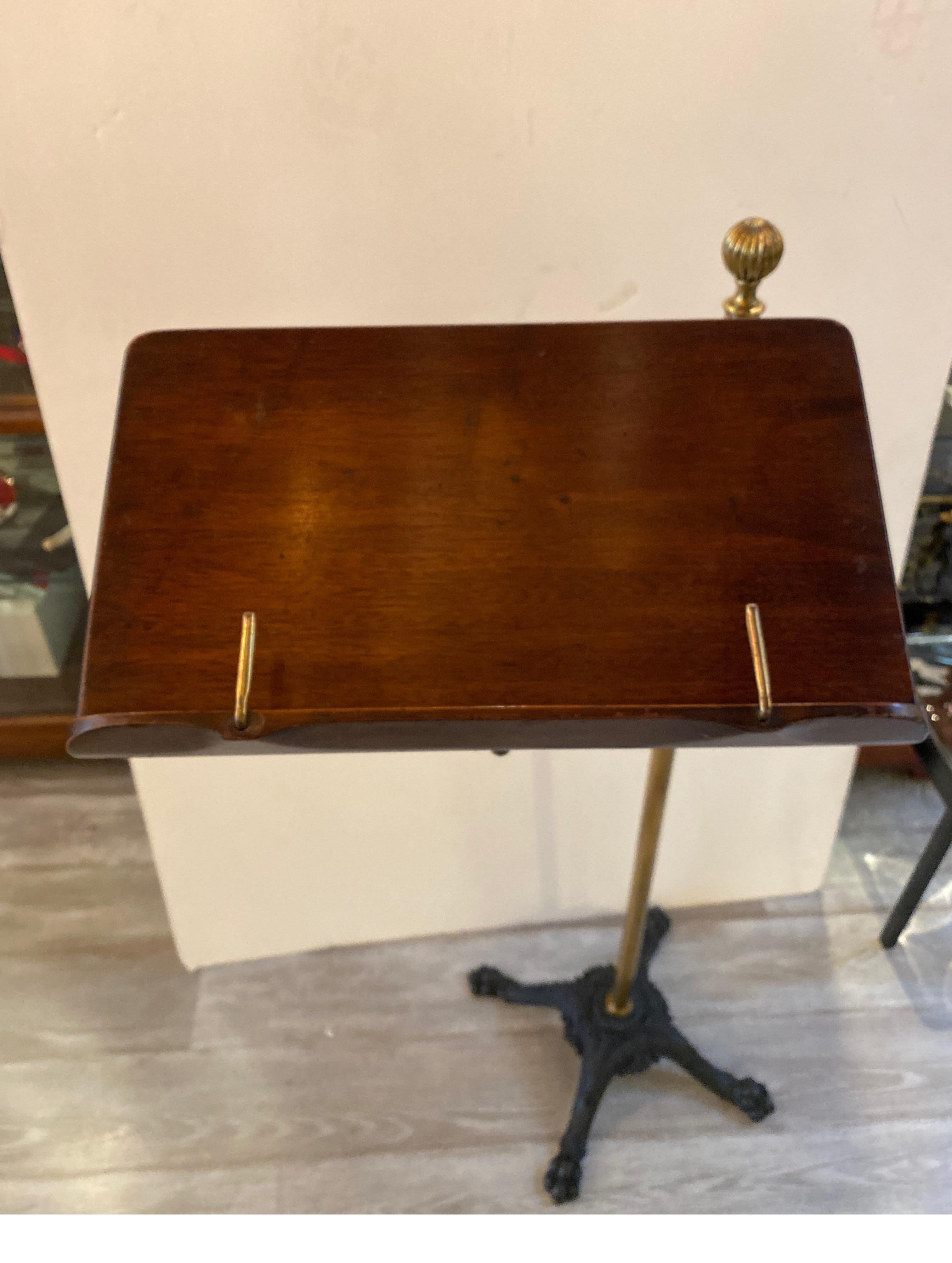 Edwardian Antique Mahogany Brass and Iron Lectern Circa 1900