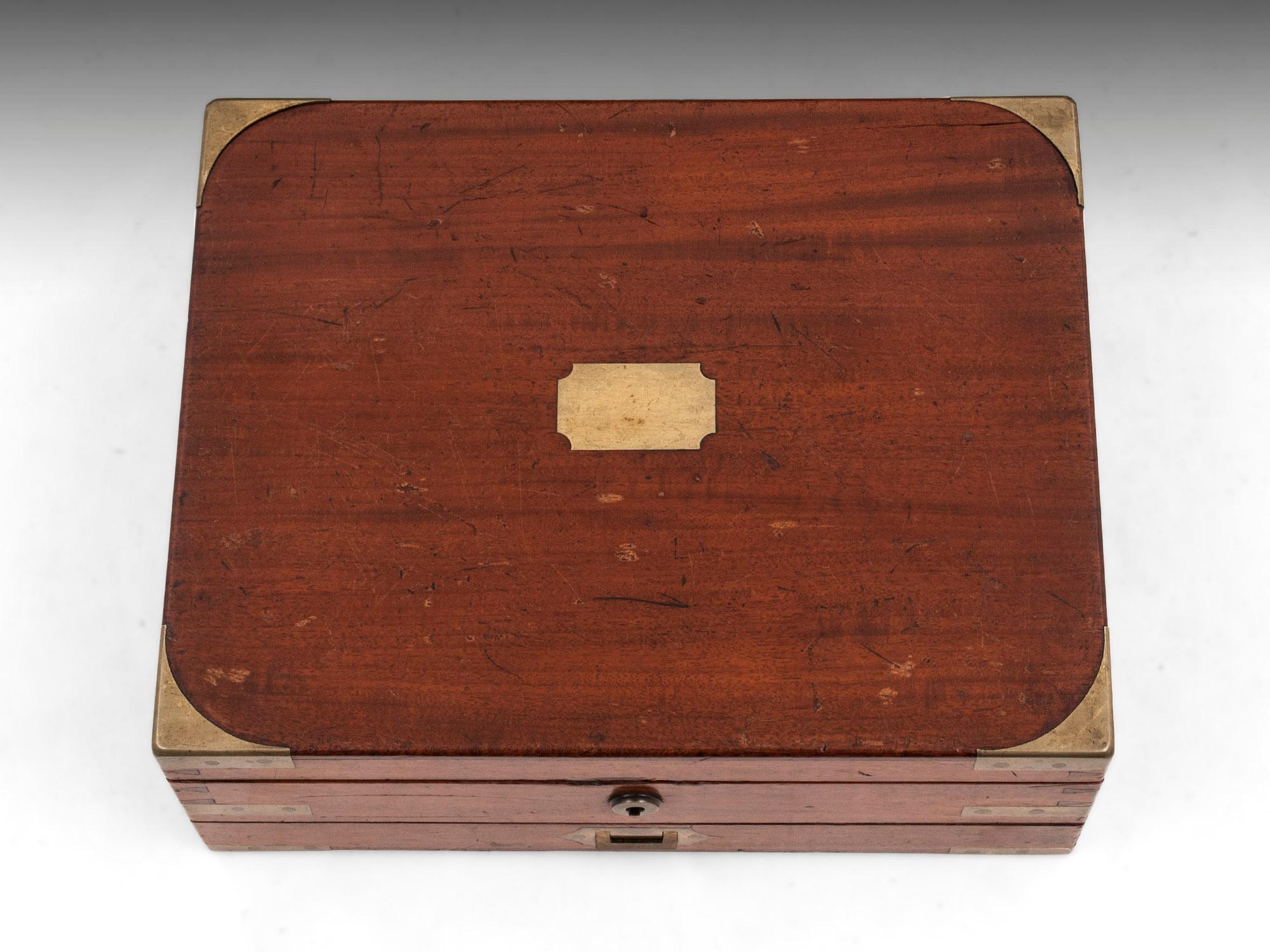British Antique Mahogany Brass Artists Box by James Newman London 19th Century For Sale