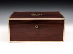 Antique Mahogany Brass Bound Monogrammed Military Box 19th Century