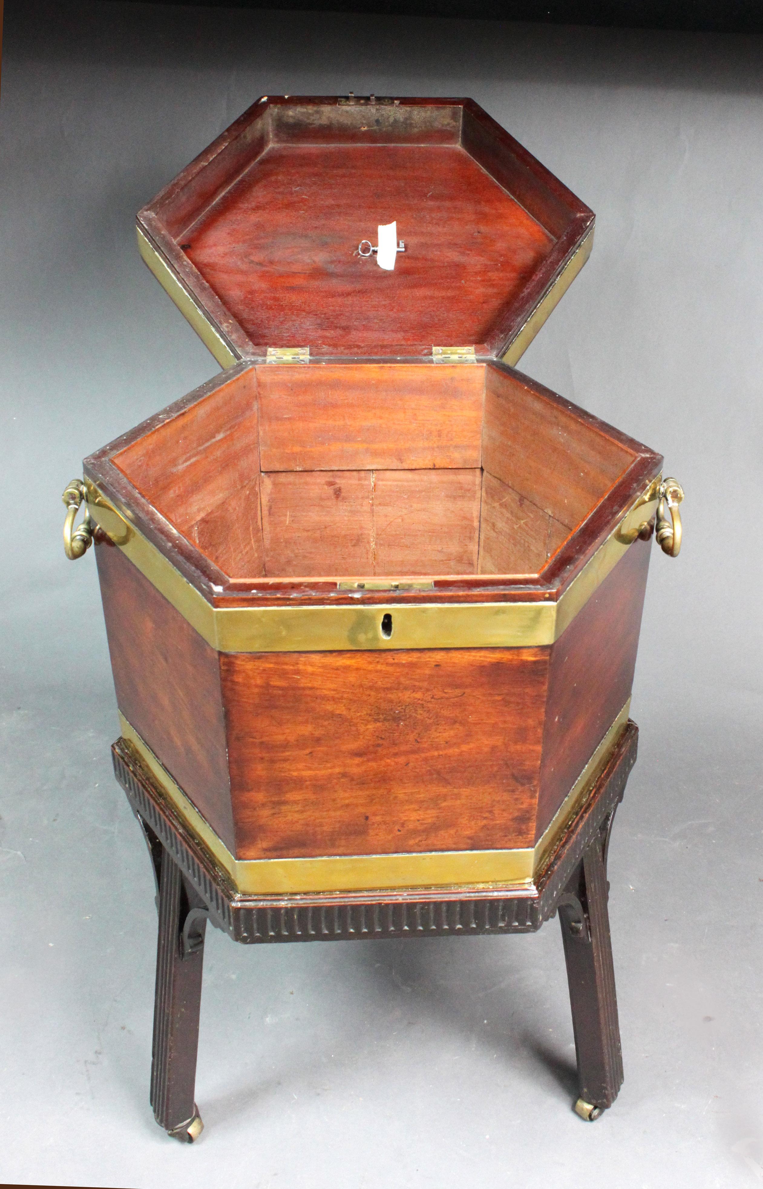 Antique Mahogany Brass Bound Wine Cooler For Sale 1