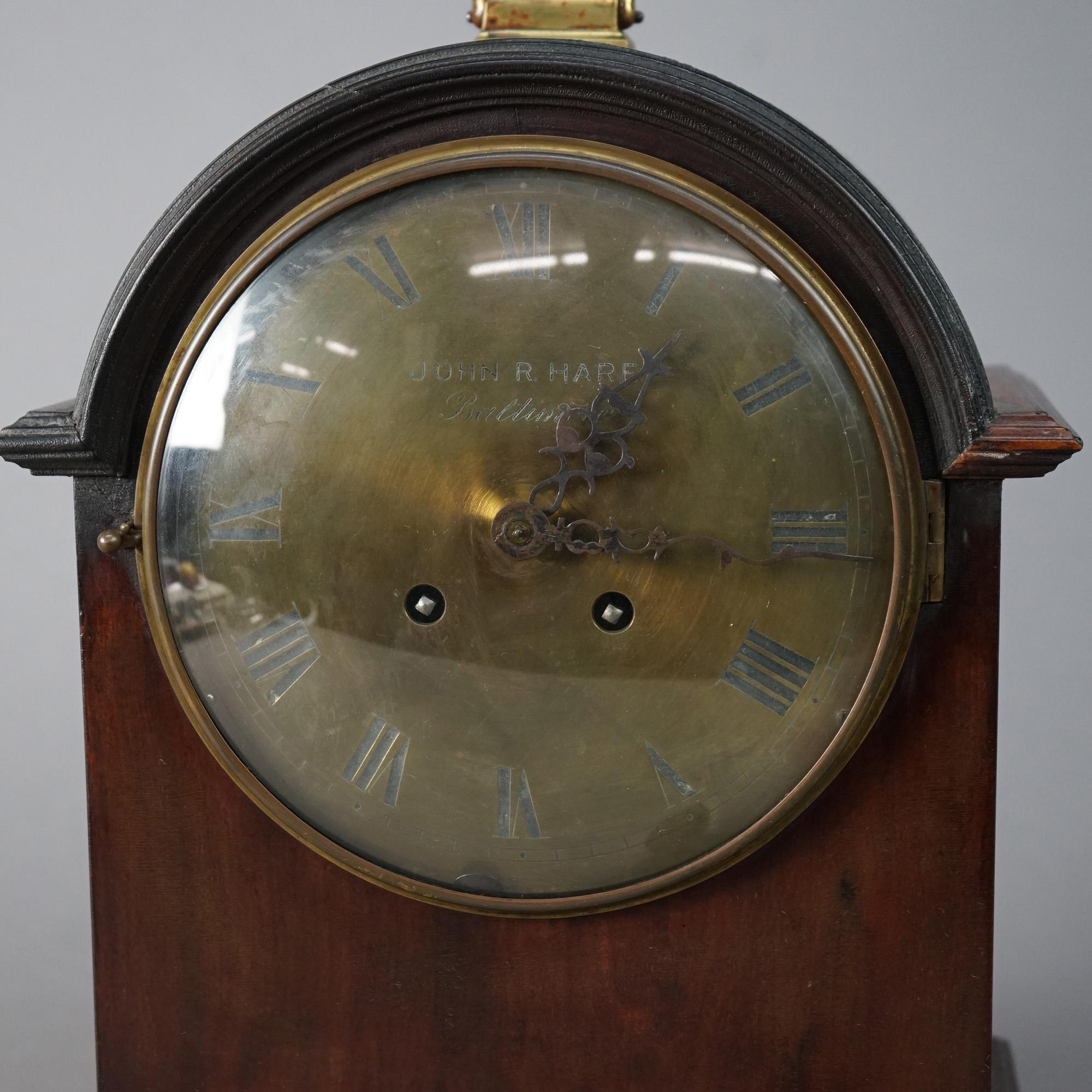 Backat Clock Antique Mahogany and Brass Dial Bracket Clock John R. Hare Baltimore ...