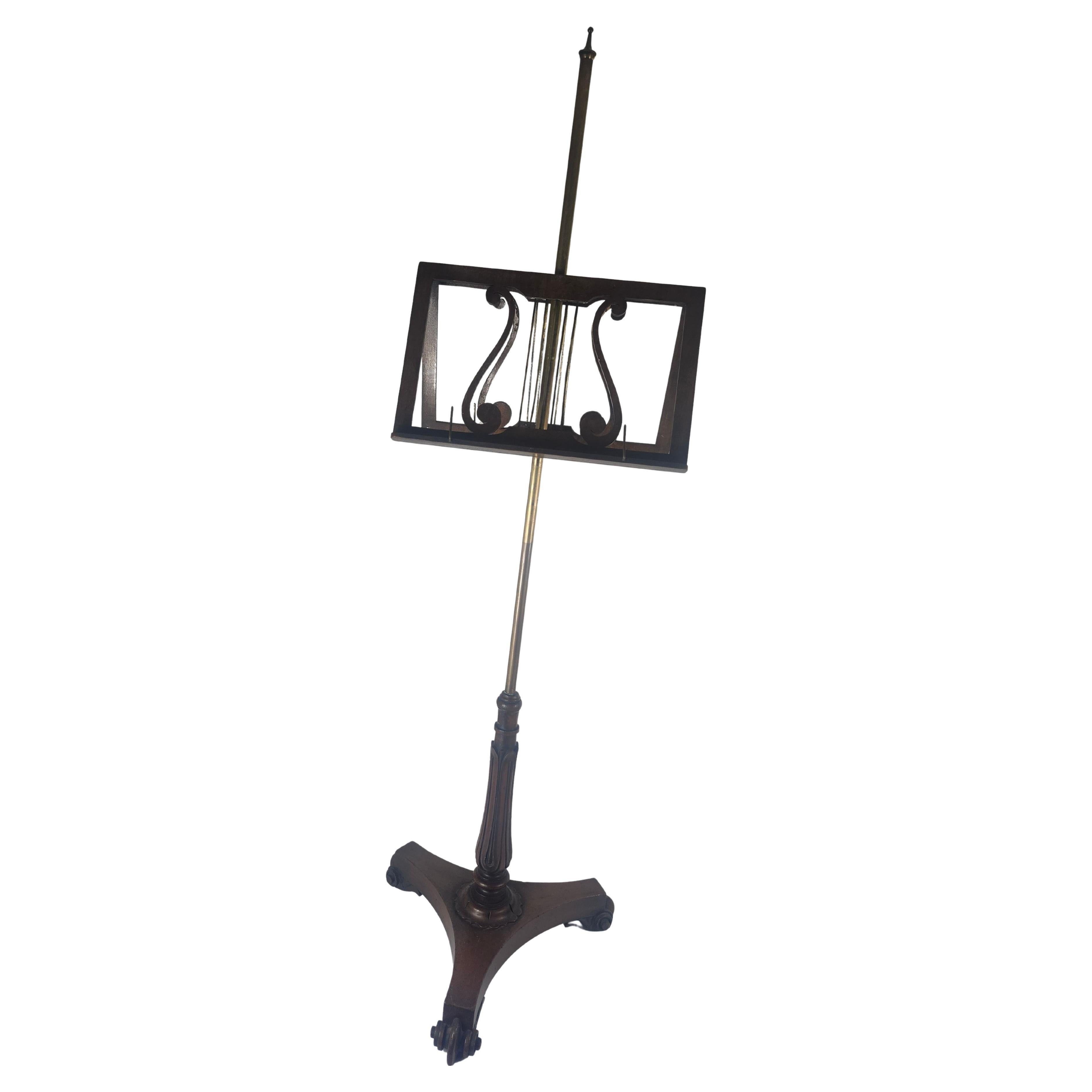 Early 20th Century Antique Mahogany & Brass Double Music Stand C1910 For Sale