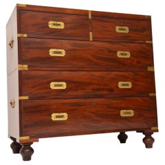 Antique Mahogany & Brass Military Campaign Chest of Drawers