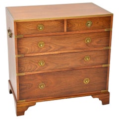 Antique Mahogany and Brass Military Campaign Chest of Drawers